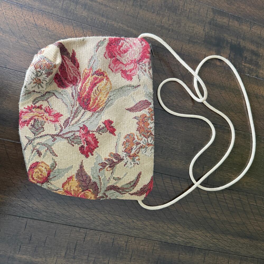 Vintage Floral Tapestry Crossbody Purse Cottagecore Boho Indie Bag - Picture 7 of 8